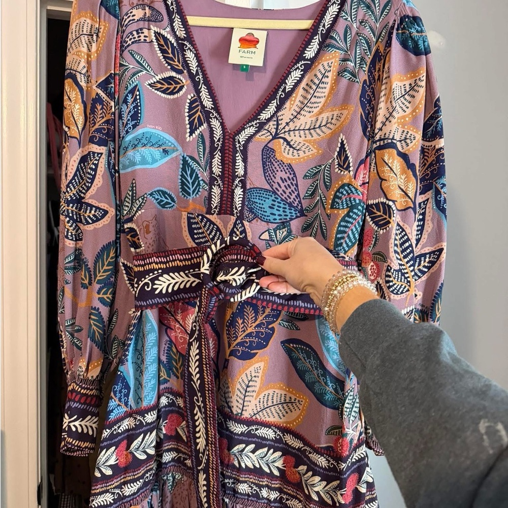 FARM Rio Lavender Wild Night Long Sleeve Mini Dress